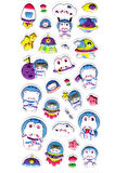 Sticker Kabartmalı Stiker Defter Planlayıcı Etiket (Lde001)-19x9cm - Astronot Kedi Ayıcık