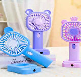 Şarj Edilebilir Fanlı Kulaklı Taçlı Kalemtıraşlı Telefon Tutuculu Vantilatör - Mavi