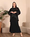 Kadın Buyuk Beden Abiye Elbise İnce Tas Baskılı Tesettur Abiye Takım