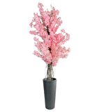 Yapay Ağaç Pembe Sakura Bahardalı Ağacı Siyah Uzun Kumsal Vazoda 200cm