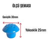 Mavi Noktalı Mantar Düğme Kulp Çocuk Bebek Mobilya Çekmece Dolap Kapak Kulbu Metal Kulp Aksesuarları Vidalı