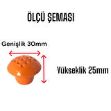 Turuncu Noktalı Mantar Düğme Kulp Çocuk Bebek Mobilya Çekmece Dolap Kapak Kulbu Metal Kulp Aksesuarları Vidalı