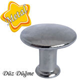 Düz Düğme Krom Kulp Mobilya Çekmece Dolap Kapak Kulbu Metal Kulp Aksesuarları Vidalı