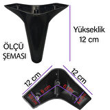 8 Adet Zelve 12 cm Siyah Lüx Mobilya Kanepe Sehpa Ünite Koltuk Ayağı Baza Ayak 