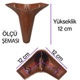 Zelve 12 cm Ceviz Ahşap Desenli Lüx Mobilya Kanepe Sehpa Ünite Koltuk Ayağı Baza Ayak 
