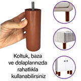 Silindir Destek Ayağı 14 Cm Kahverengi Gizli Mobilya Kanepe Baza Koltuk Ayakları Metrik 8 Civatalı İnce Diş