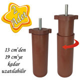 2 Adet Ayarlı Destek Ayağı 13 x 19 cm Kahverengi Gizli Ayak M8 Civatalı İncediş Mobilya Kanepe Baza Koltuk