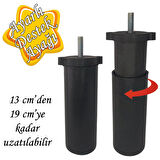 Ayarlı Destek Ayağı 13 x 19cm Siyah Gizli Ayak M8 Civatalı İncediş Mobilya Kanepe Baza Koltuk Dolap 