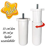 8 Adet Ayarlı Destek Ayağı 13 X 19 Cm Beyaz Gizli Mobilya Kanepe Baza Koltuk Ayakları Metrik 8 Civatalı İnce Diş
