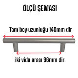 12 Adet Boy Kulp Mat Krom 96 mm Kulp Mobilya Mutfak Dolabı Çekmece Dolap Kapak Kulpu Kulbu Metal Kulpları