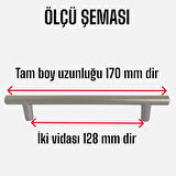 4 Adet Boy Kulp Mat Krom 128 mm Kulp Mobilya Mutfak Dolabı Çekmece Dolap Kapak Kulpu Kulbu Metal 
