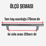 12 Adet Boy Kulp Krom 128 mm Kulp Mobilya Mutfak Dolabı Çekmece Dolap Kapak Kulpu Kulbu Metal Kulpları
