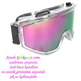 Kayak Gözlüğü Aynalı Gökkuşağı Ventilli Güneş Kar Koruyucu Gözlük UV Korumalı Snowboard Glasses Gözlük