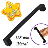 4 Adet Bihter Düz Kulp 128 mm Siyah Mutfak Kulpu Çekmece Dolap Kapak Kulbu Metal  Mobilya Dolabı K.