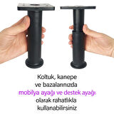 8 Adet Modül Ayarlanabilir Destek Ayağı 15 X 23 Cm Siyah Ayak Mobilya Kanepe Baza Koltuk Ünite Ayakları 