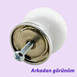 Defne Altın Çizgili Beyaz Polimer Düğme Kulp Krom Tablalı Mobilya Mutfak Dolabı Çekmece Kulbu Kulpları