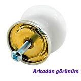 15 Adet Hanımeli Kulp Beyaz Polimer Düğme Kulp Altın Tablalı Mobilya Mutfak Dolabı Çekmece Kulbu Kulpları