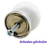 Hanımeli Kulp Beyaz  Polimer Düğme Kulp Krom Tablalı Mobilya Mutfak Dolabı Çekmece Kulbu Kulpları