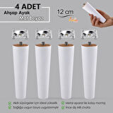 4 Adet Ahşap Ayak 12 Cm Beyaz M8 Civatalı Bağlantı Aparatlı Dolap Mobilya Koltuk Kanepe Destek Ayağı Ayakları