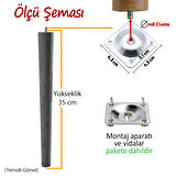 Ahşap Ayak 35 Cm Orman Yeşili M8 Civatalı Bağlantı Aparatlı Mobilya Tabure Sehpa Masa Destek Ayağı