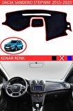 GUERRINO Torpido Koruma Halısı Siyah Kenar Renk Kırmızı Dacia Sandero Stepway 2015-2020 ile Uyumlu
