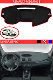 GUERRINO Torpido Koruma Halısı Siyah Kenar Renk Kırmızı Renault Fluence ile Uyumlu