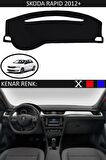 GUERRINO Torpido Koruma Halısı Siyah Kenar Renk Siyah Skoda Rapid 2012+ ile Uyumlu