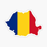 Flag Map of Romania Romanya Harita Sticker 19CM
