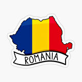 Romania Romanya Flag Map Sticker Sticker 19Cm
