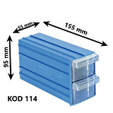 Sembol 114 Plastik Çift Çekmeceli Kutu 155X95x55mm 12 Adet