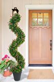 Yapay Ağaç Spiral Pembe Mineli Şimşir Ağacı 160cm Bambu Saplı Salon Bitkisi