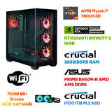 Game Garaj Prime S13 AMD Ryzen 7 7800X3D 32GB RAM 1TB SSD RTX5060Ti 240mm Sıvı Soğutma FreeDOS Oyuncu Tavsiye Sistem
