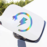 Elektrikli Araba Priz Söket Sarj Etiketi Depo Sticker 13 Cm Hologram