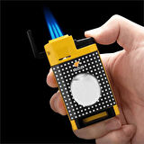 Cohiba CCM0650 3 Jet Torch Kesicili Puro Çakmağı Sarı