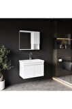 Deniz Banyo Dolabı Seti, 80 Cm Beyaz, Lavabo Dahil, Lavabolu