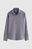 Erkek Gömlek Slim Fit Gri Renk 6EF02ORT00288