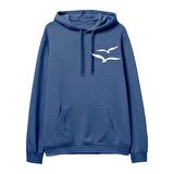 Gull Baskılı Hoodie-Royal Mavi