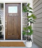 Yapay Ağaç Palmiye Fanpalm 3Katlı 24Yaprak Gümüş Kemerli Beyaz Saksıda 165*65cm