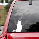 Araba Arka Cam için Kedi Gölgesi Sticker Yapıştırma Beyaz 18CM