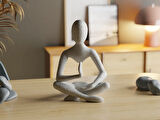 Meditasyon Heykeli Yoga Yapan Fiğür mini heykelcik beyaz Renk