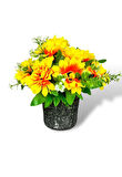 Yapay Çiçek Gri Seramik Saksıda Ay Çiçeği Sunflower 30cm