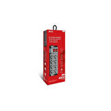 BLİC FTR-08-Isıya Dayanıklı Termal Akım Korumalı 2 Metre 16A 4000 W 8 Li Uzatma Kablolu Priz 3x USB Girişli