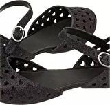 Mel By Melissa Milkshake 32116 Black Glitter Siyah Simli Renk Babet PVC Kadın Ayakkabı