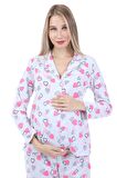 Luvmabelly MYRA9535 Düğmeli Biyeli Hamile Pijama T