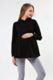 Luvmabelly MYRA4531 Büzgülü Fermuarlı Emzirme Swea