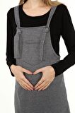 Luvmabelly MYRA6300 Kışlık Kazayağı Desen Hamile Jile Elbise -Siyah