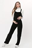 Luvmabelly MYRA6111 - Siyah Kadife Hamile Salopet
