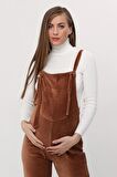 Luvmabelly MYRA6114 - Camel Kadife Hamile Salopet