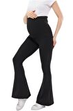 Luvmabelly MYRA8230 Toparlayıcı Fitilli Mevsimlik İspanyol Paça Beli Ayarlanabilir Hamile Tayt