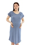 Luvmabelly MYRA9585 Yandan Çıt Çıtlı Hamile Geceliği - Mor Çizgili